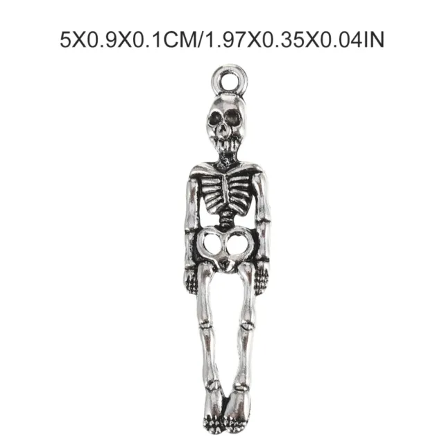 50 Stück Schädel Skelett Anhänger Charms für Halloween Armbänder Halskette 3