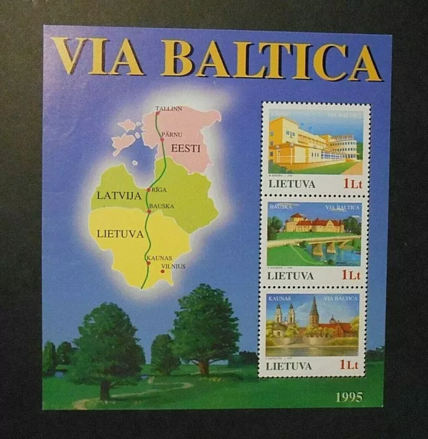 LITHUANIA,LIETUVA LITUANIA 1995 " VIA BALTICA " 1 Foglietto Cpl MNH**