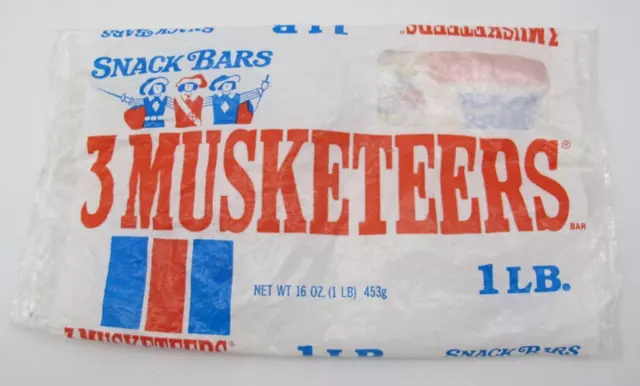 Vtg 1987 3 Musketeers Snack Bars Mars Candy 16oz Plastic Bag
