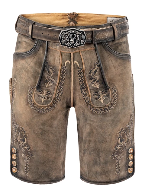 Pantaloni folcloristici in pelle corti Fabian pietra antica