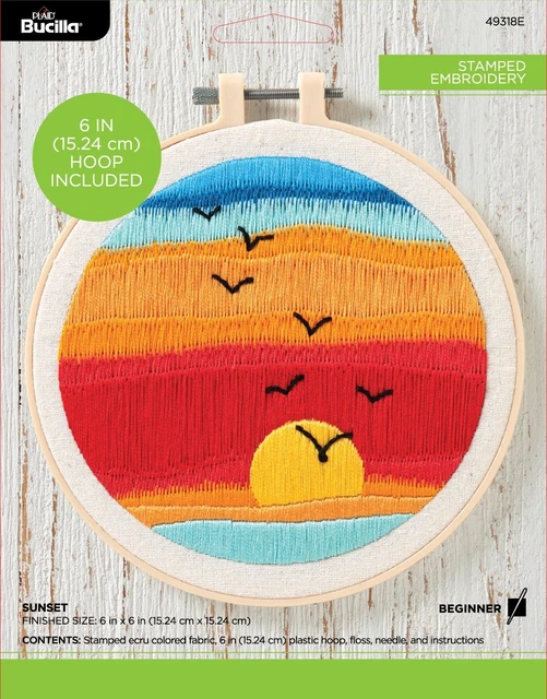 Bucilla Stamped Embroidery Kit 6" Round-Sunset -49318E