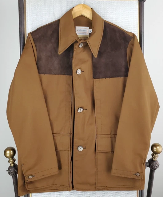 VTG WESTERN FIELD Size Large Made in USA Canvas/Leather Mens Hunting Jacket Coat