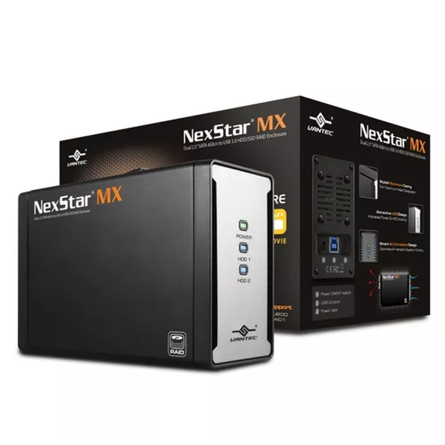 Vantec NST-225MX-S3 Dual 2.5" SATA 6Gb/s to USB 3.0 HDD/SSD RAID Enclosure