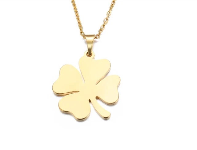 COLLAR DE TREBOL de hojas acero inoxidable MUJER NIÑA 45 cm