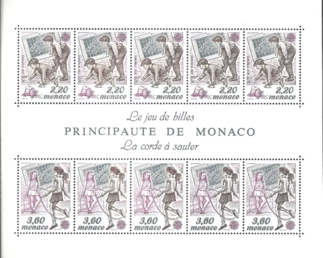 MONACO 1989 BLOC BLOCK 46 EUROPA enfant bille cote 33€ ★★ neuf sans charnière