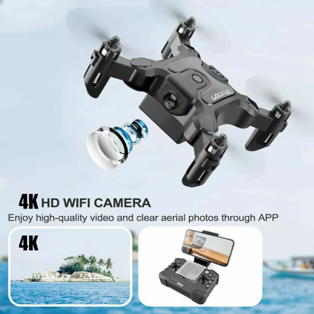 4DRC V2 Mini Drone WIFI FPV Wide Angle 4K HD Camera Selfie Quadcopter Gift