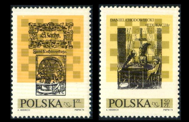 2043-4 POLAND Polska 1974 CHESS FESTIVAL AT LUBLIN Issue MNH SEE PHOTOS V-586