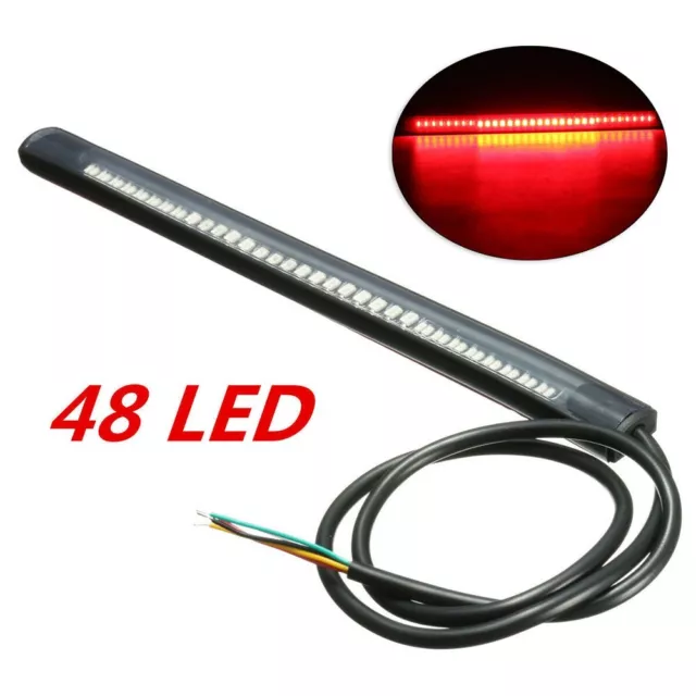 Accessoires 48LED Bande Clair Stop Frein Dc 12V Moto Rouge Queue Clignotant