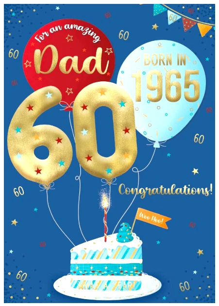 IC&G Geburtstagskarte 60. Geburtstag Tochter – Jahrgang 1965, Mit Luftballons, 155x228 Mm