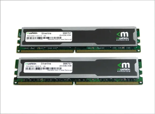 Mushkin Siverline 8GB 2x 4GB PC2 5300 667MHz Non-ECC Dual Desktop DDR2 Memory