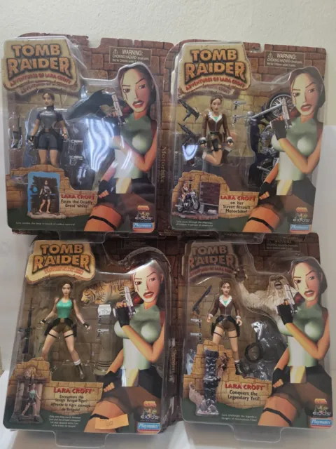 Tomb Raider Lara Croft 1999 6" Playmates Adventure Diorama Full Set PKG DAMAGED