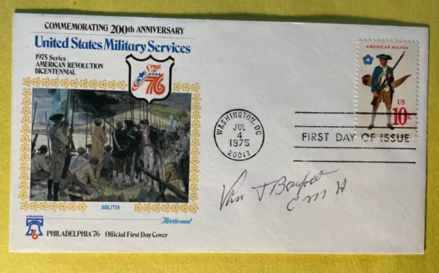 Signed Van Barfoot Fdc Autographed First Day Cover Cachet - Moh Wwii - Dec.