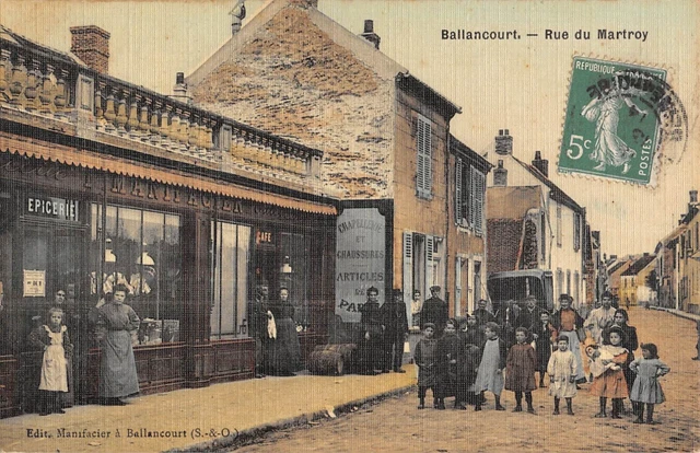 CPA 91 BALLANCOURT / RUE DU MARTROY / EPICERIE / CAFE / cpa toilée