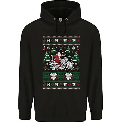 Christmas Biker Santa Motorbike Motorcycle Childrens Kids Hoodie
