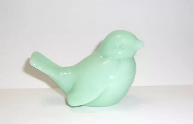 Fenton Glass Jadeite Jade Green Songbird Bird Figurine Mosser Made In USA