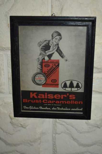 Altes Reklameschild 30er Jahre Kaiser`s  Brust Caramellen,Drogerie,Retro,Orig.