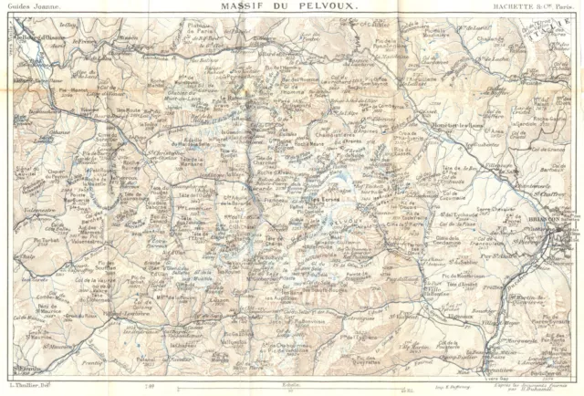 HAUTES-ALPES. Massif du Pelvoux 1899 alte antike Vintage Karte Plantabelle