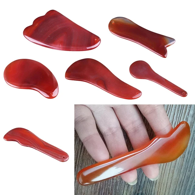 Planche Gua Sha En Pierre De Jade Naturelle Rose - Pour Massage Du Visage Et Soin De La Peau, Neuf