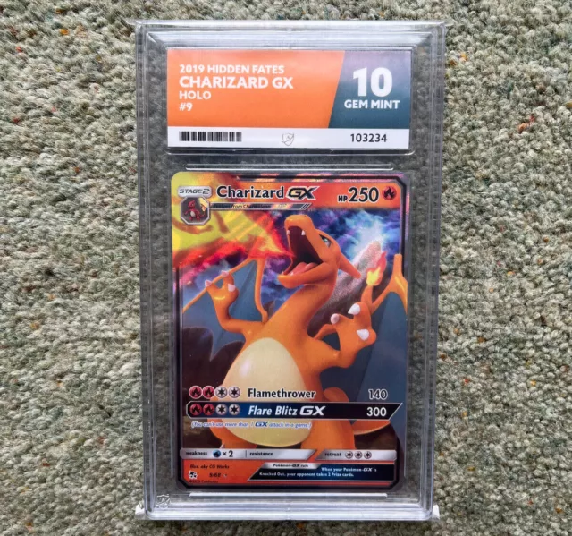 Charizard GX Ace 10 versteckte Schicksale 9/68 - 2019 Holo Pokémon Karte nicht PSA *SELTEN*