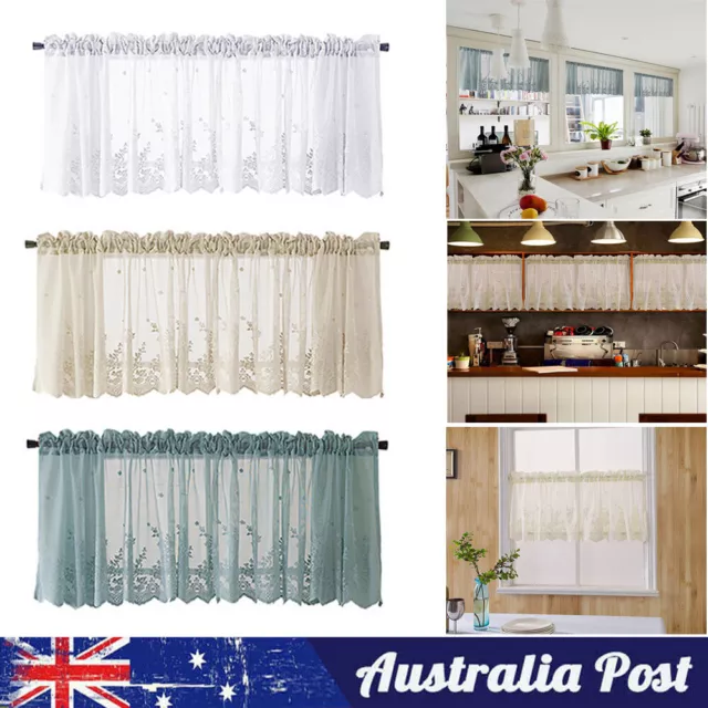 Kitchen Cafe Curtain Lace Net Valance Window Sheer Voile Short Panel Home Decor