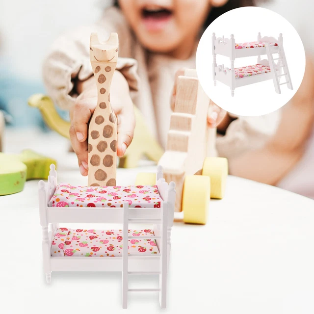 DOLL HOUSE FURNITURE Miniature Dollhouse Bunk Bed Decor Bedroom £12.28