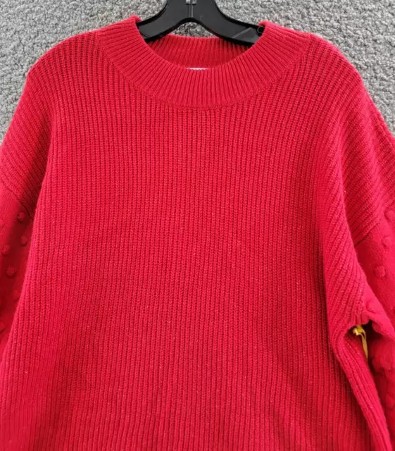 CECE 3D Polka Dot Sweater Women's XL Luminous Red Crew Neck Long Sleeve Pullover 2