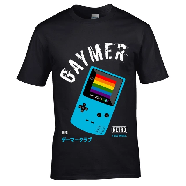 Funny Gaymer LGBT Gay Pride flag Retro Game Gay Boy Gamer Geek Nerd t-shirt top