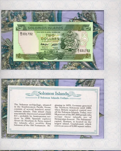 *Most Treasured Banknotes Solomon Islands $2 1986 P-13 UNC B/4 331732