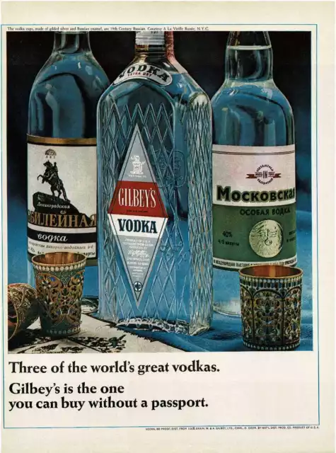 1966 GILBEY'S Vodka with Russian vodkas Vintage Print Ad
