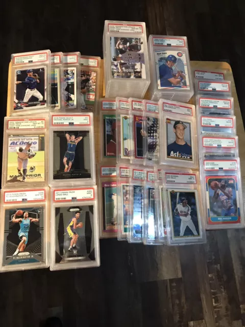 HUGE Mostly Rookies PSA Graded 8, 9, & 10 Lot of 60:  Baseball & Basketball