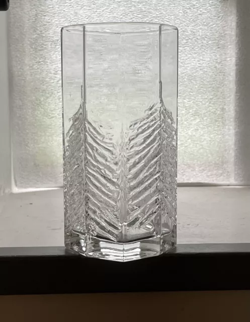 RARE Iittala KUUSI TREE SPRUCE 16 oz. FLAT TUMBLER Crystal Glass VASE Finland