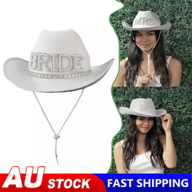 BRIDE&MRS Cowboy Hat Ladies Wild West Western Cowgirl Hat Fancy Dress Costume AU
