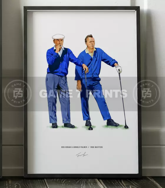 BEN HOGAN ARNOLD Palmer Smoking 1966 Masters Illustrated Golf Print ...