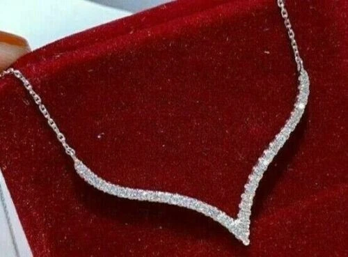 2Ct Round Cut Lab Created Diamond Women's Necklace 14K White Gold Plated Silver