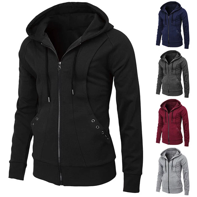 Men's Athletic Warm Soft Sherpa Lined Fleece Zip Up Sweater Jacket Hoodie