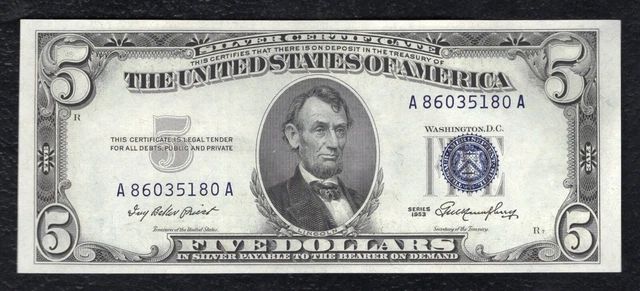 Fr. 1655 1953 $5 Five Dollars Silver Certificate Note Gem Uncirculated (B)