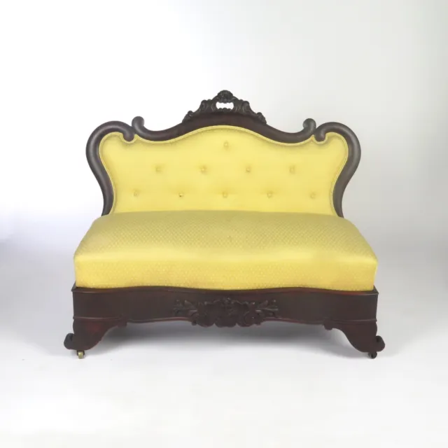 Antique Victorian Slipper Sofa Settee Chair Empire Mahogany 19th c