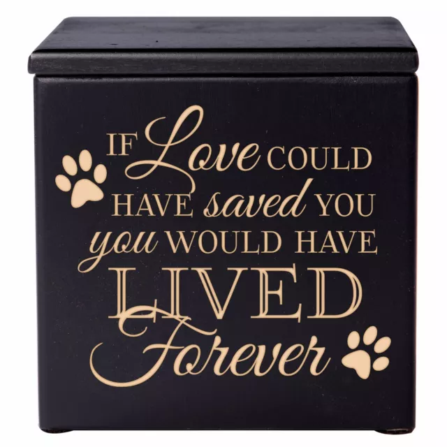 Wooden Memorial Cremation Urn Box For Pet Ashes 3.5 in - If Love Could Have Save
