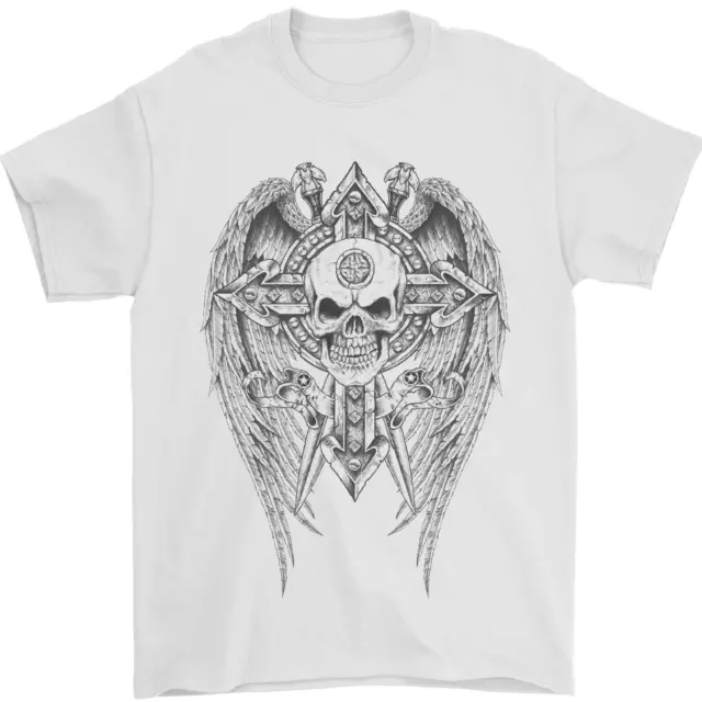 T-shirt uomo Skull Wings Viking Gothic Wings palestra biker 100% cotone