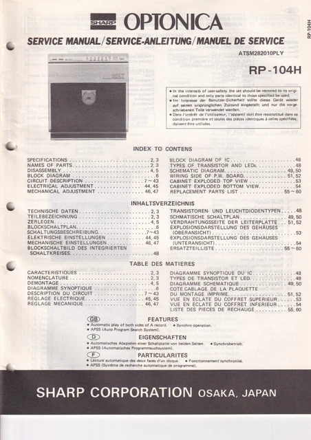 Courroie Pour Tourne-disque Sharp RP-104 - Courroie De Remplacement En Caoutchouc