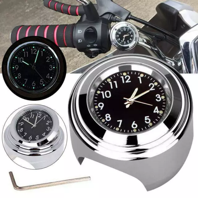 Motorcycle Motorbike Accessories Handlebar Mount Clock Watch  7/8"- 1" Chrome HL