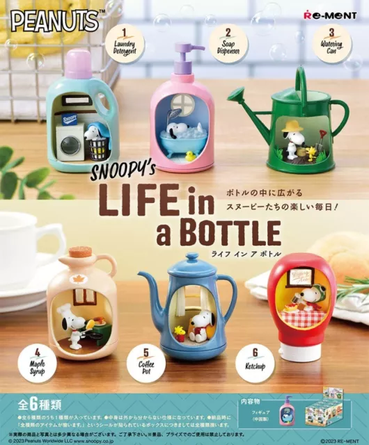 RE-MENT Peanuts SNOOPY's LIFE in a BOTTLE 6 Pack BOX Complete set New Japan