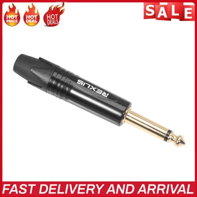 6.35mm Mono Male Plug Connector DIY Soldering Plug for Microphone (Black)