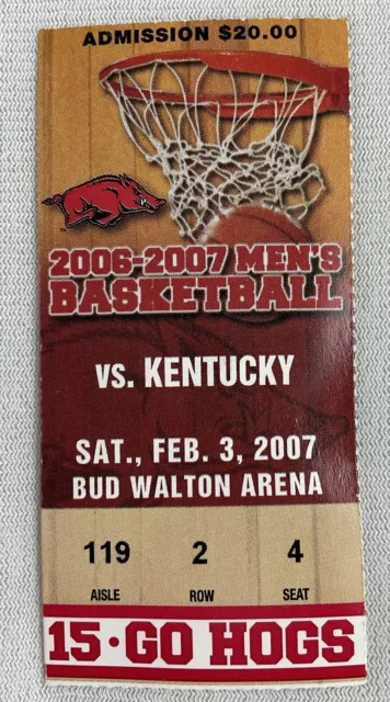 2007 02/03 Kentucky at Arkansas Basketball Ticket-Jodie Meeks