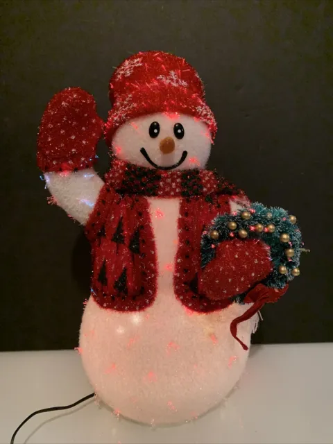 Avon Fiber Optic Snowman 2002 Color Changing 16" Tested & Works