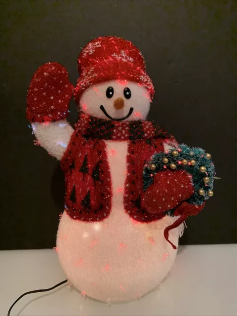 Avon Fiber Optic Snowman 2002 Color Changing 16" Tested & Works