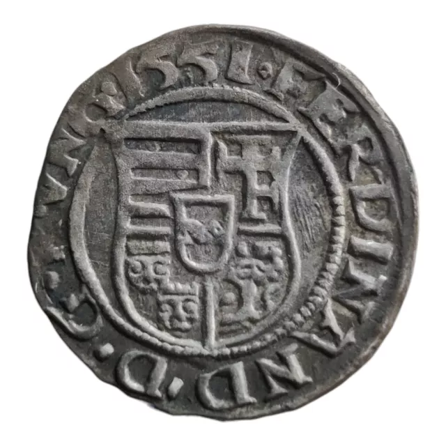 1551 KB Silver Denar Hungary Ferdinand I 1526-1565 Small Medieval Coin 13C 2