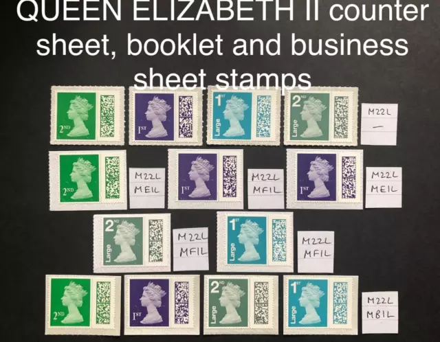 Gb 2022 Queen Elizabeth Ii Machin Definitives Counter, Business & Booklet Stamps