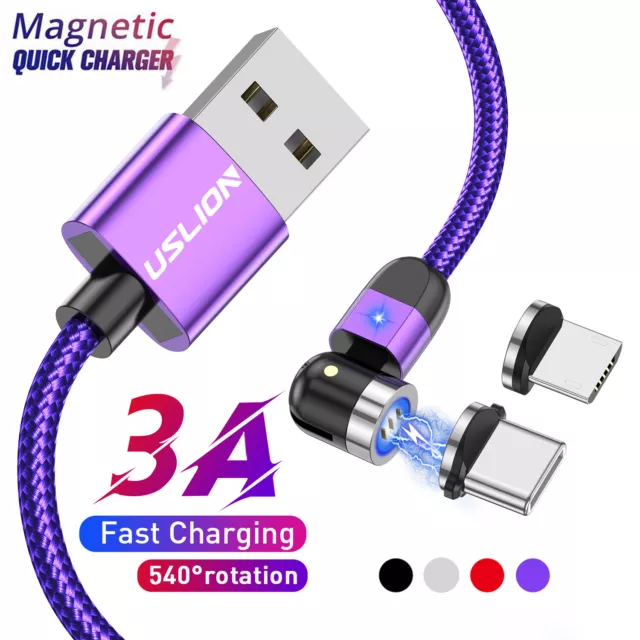 Schnell Magnetisches LED Sync Kabel 3 in1 Micro USB Typ-C Handykabel Ladekabel