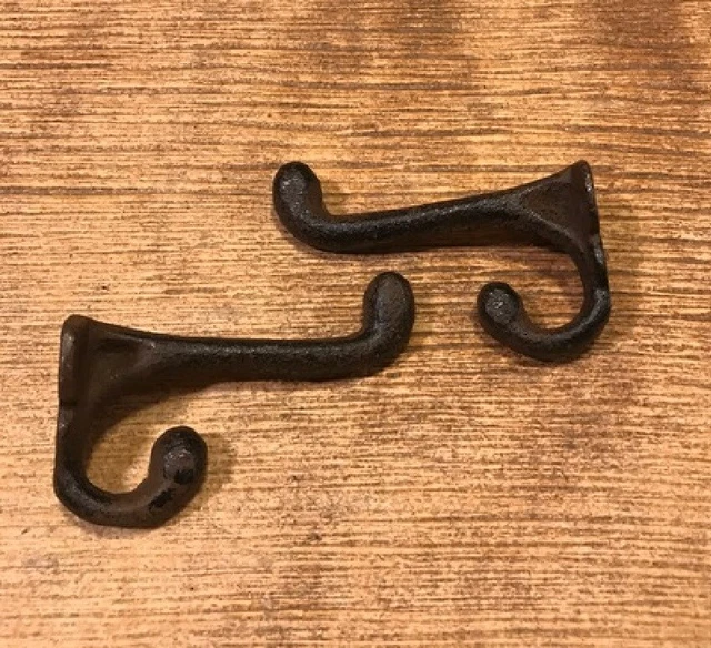 Double Acorn Wall Hooks Cast Iron Rust 3" deep (Set of 2) 0170-531705R